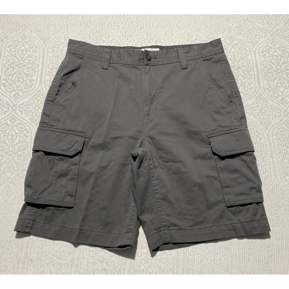 Amazon Essentials Mens Charcoal Grey Cotton Cargo Shorts Size 34 Classic Fit